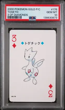 2000 POKEMON GOLD VERSION PLAYING CARDS 3 OF DIAMONDS #176 TOGETIC PSA 10 - Image 1