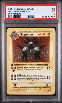 1999 POKEMON BASE SET 1ST EDITION #9 MAGNETON-HOLO PSA 5 - Image 1