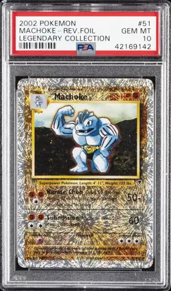 2002 POKEMON LEGENDARY COLLECTION #51 MACHOKE-REVERSE FOIL PSA 10 - Image 1