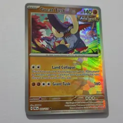Pokemon Great Tusk 055/131 Prismatic Evolutions Holo Masterball Ancient 140 HP - Image 1