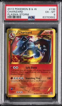 2013 POKEMON B&W PLASMA STORM #136 CHARIZARD PSA 6 - Image 1