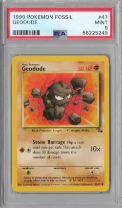 1999 Pokemon Fossil, #47, Geodude, PSA 9, Mint - Image 1