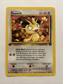 Meowth Common Team Rocket 62/82 1ST EDITION MP Pokemon TCG - Image 1