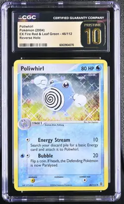 CGC 10 PRISTINE Poliwhirl EX Fire Red & Leaf Green 46/112 Reverse Holo Pokemon - Image 1