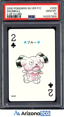 Pokemon 2000 Snubbull 209 2 Of Clubs Pokemon Silver Playing Card Japanese PSA 10 - Image 1