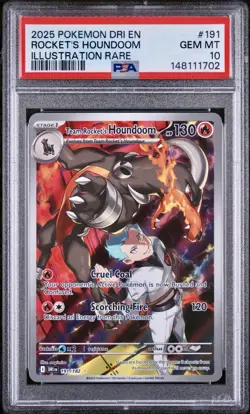 Pokemon PSA 10 Team Rocket's Houndoom 191/182 Illustration Rare Destined Rivals - Image 1