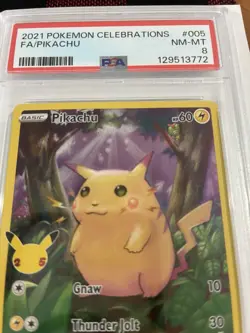 2021 POKEMON CELEBRATIONS #005 FULL ART/PIKACHU PSA 8 NM-MT - Image 2