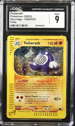 2003 Pokemon Skyridge Poliwrath - Holo CGC 9. PERFECT SWIRL - Image 1