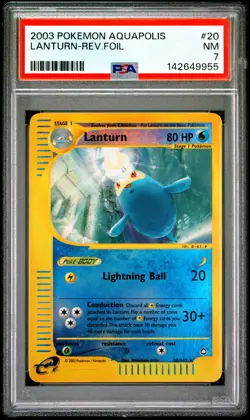 2003 POKEMON AQUAPOLIS #20 LANTURN-REVERSE FOIL PSA 7 - Image 1