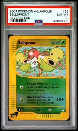 2003 POKEMON AQUAPOLIS #68 BELLSPROUT-REVERSE FOIL PSA 8 - Image 1