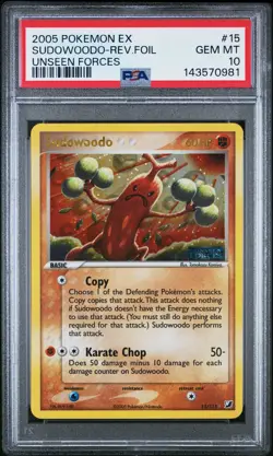 2005 POKEMON EX UNSEEN FORCES #15 SUDOWOODO-REVERSE FOIL PSA 10 - Image 1