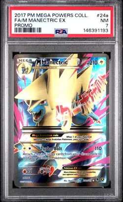 2017 POKEMON MEGA POWERS COLLECTION PROMO #24A FULL ART/M MANECTRIC EX PSA 7 - Image 1
