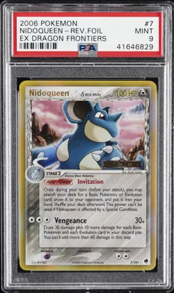 2006 POKEMON EX DRAGON FRONTIERS #7 NIDOQUEEN-REVERSE FOIL PSA 9 - Image 1
