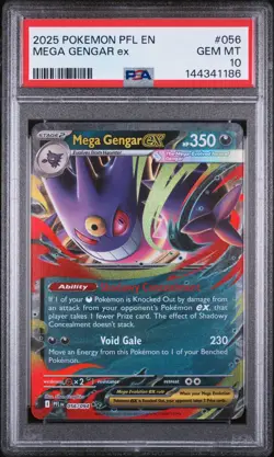 2025 POKEMON PFL EN-PHANTASMAL FLAMES #056 MEGA GENGAR EX PSA 10 - Image 1