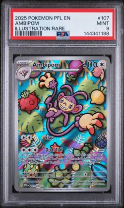 2025 POKEMON PFL EN-PHANTASMAL FLAMES ILLUSTRATION RARE #107 AMBIPOM PSA 9 - Image 1