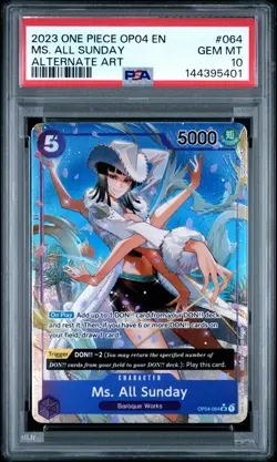 2023 ONE PIECE OP04-KINGDOMS OF INTRIGUE ALTERNATE ART MS. ALL SUNDAY PSA 10 - Image 1