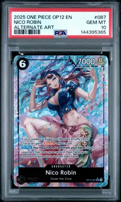 2025 ONE PIECE OP12-LEGACY OF THE MASTER ALTERNATE ART #087 NICO ROBIN PSA 10 - Image 1