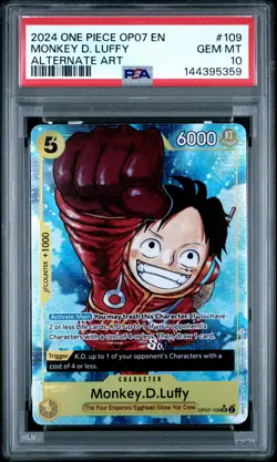 2024 ONE PIECE OP07-500 YEARS IN THE FUTURE ALTERNATE ART MONKEY D. LUFFY PSA 10 - Image 1