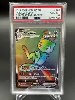 POKEMON 2021 MEW VMAX FUSION STRIKE SECRET 268/264 FULL ART PSA 10 - Image 1