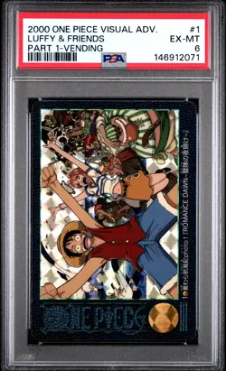 2000 CARDDASS ONE PIECE VISUAL ADV PART 1 #1 LUCKY ROUX/LUFFY/NAMI/SHANKS PSA 6 - Image 1