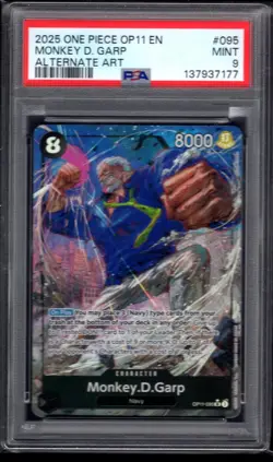 2025 ONE PIECE OP11 EN MONEY D. GARP ALTERNATE ART 295 PSA 9 MINT 2A - Image 1