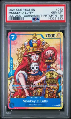 2024 ONE PIECE PROMOS ANNIVERSARY TOURNAMENT #043 MONKEY D. LUFFY PSA 10 - Image 1