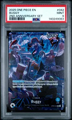 2025 ONE PIECE ENGLISH VERSION 2ND ANNIVERSARY SET #042 BUGGY PSA 9 - Image 1