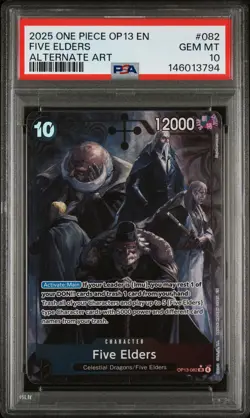 2025 ONE PIECE OP13-CARRYING ON HIS WILL ALTERNATE ART #082 FIVE ELDERS PSA 10 - Image 1