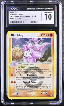 CGC 10 Nidoking EX Fire Red & Leaf Green 8/112 Reverse Holo Pokemon Card - Image 1