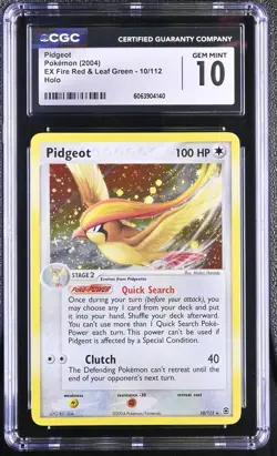 CGC 10 GEM MINT Pidgeot EX Fire Red & Leaf Green 10/112 Holo Pokemon Card - Image 1