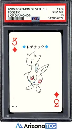 Pokemon 2000 Togetic 176 3 Of Diamonds Silver Playing Card Japanese PSA 10 - Image 1