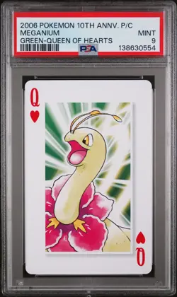 2006 POKEMON CENTER 10TH ANNIVERSARY PLAYING CARDS GREEN DECK MEGANIUM PSA 9 - Image 1