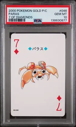 2000 POKEMON GOLD VERSION PLAYING CARDS 7 OF DIAMONDS #046 PARAS PSA 10 - Image 1