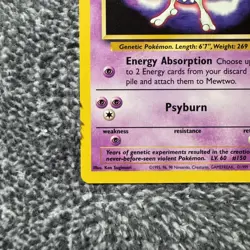 Mewtwo TCG 3 Black Star Pokemon The First Movie 1999 Promo Card LP - Image 3