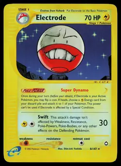 Pokemon Card Aquapolis Electrode 8/147 Reverse Holo Rare - Image 1