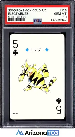 Pokemon 2000 Electabuzz 125 5 Of Clubs Gold Playing Card Japanese GEM MT PSA 10 - Image 1