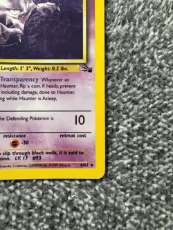 Haunter TCG 6/62 Fossil Holo Rare 1999 Pokemon Card MP - Image 5