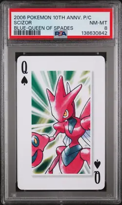 2006 POKEMON CENTER 10TH ANNIVERSARY PLAYING CARDS BLUE DECK SCIZOR PSA 8 - Image 1