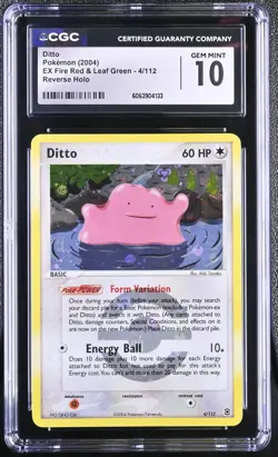 CGC 10 Ditto EX Fire Red & Leaf Green 4/112 Reverse Holo Pokemon Card - Image 1
