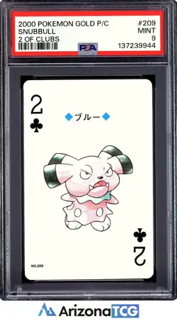 Pokemon 2000 Snubbull 209 2 Of Clubs Gold Playing Card Japanese PSA 9 - Image 1