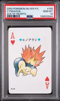 2000 POKEMON SILVER VERSION PLAYING CARDS ACE OF HEARTS #155 CYNDAQUIL PSA 10 - Image 1