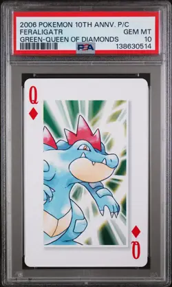 2006 POKEMON CENTER 10TH ANNIVERSARY PLAYING CARDS GREEN DECK FERALIGATR PSA 10 - Image 1