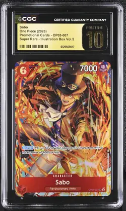 2026 One Piece Promotional Cards #OP05-007 Sabo CGC Pristine 10 - Image 1
