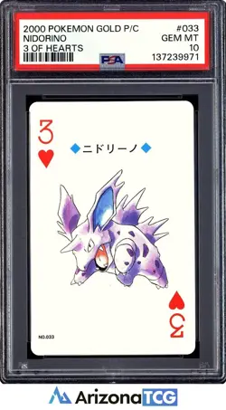 Pokemon 2000 Nidorino 033 3 Of Hearts Gold Playing Card Japanese GEM MINT PSA 10 - Image 1