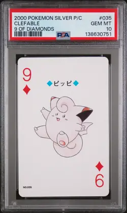 2000 POKEMON SILVER VERSION PLAYING CARDS 9 OF DIAMONDS #035 CLEFABLE PSA 10 - Image 1