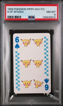 1998 POKEMON PIPIPI ADVENTURE PLAYING CARDS 6 OF SPADES PSA 8 - Image 1