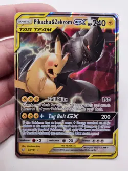 Pokemon TCG Holo Foil Pikachu & Zekrom GX Ultra Rare Card 33/181 Tag Team - Image 1