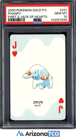Pokemon 2000 Phanpy 231 Jack Of Hearts Pokemon Gold Playing Card Japanese PSA 10 - Image 1