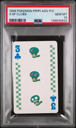 1998 POKEMON PIPIPI ADVENTURE PLAYING CARDS 3 OF CLUBS PSA 10 - Image 1