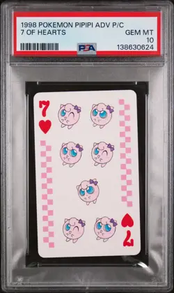 1998 POKEMON PIPIPI ADVENTURE PLAYING CARDS 7 OF HEARTS PSA 10 - Image 1